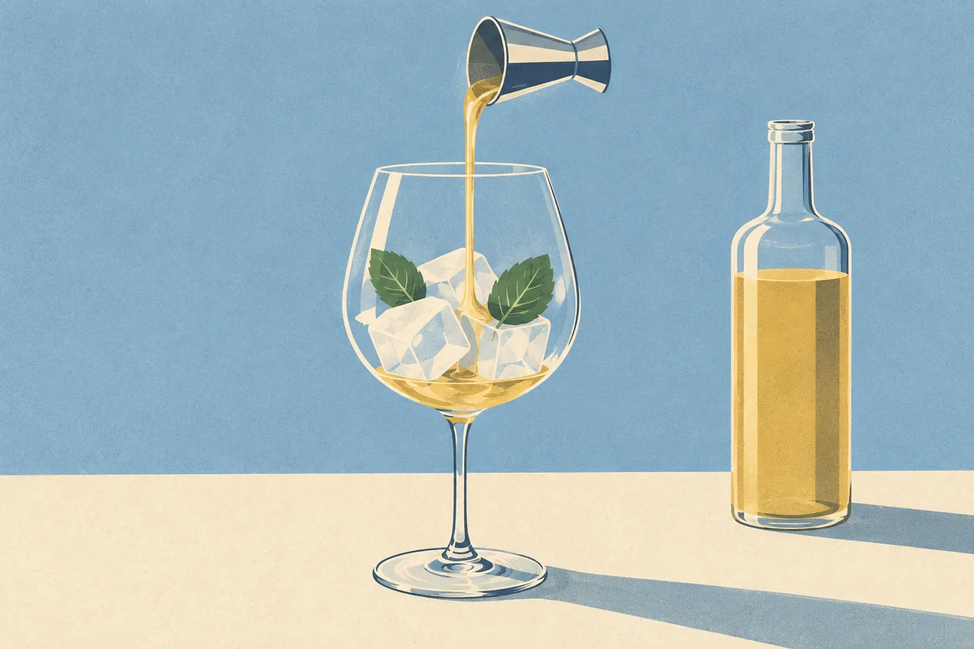 Holunderblütensirup für den alkoholfreien Hugo abmessen