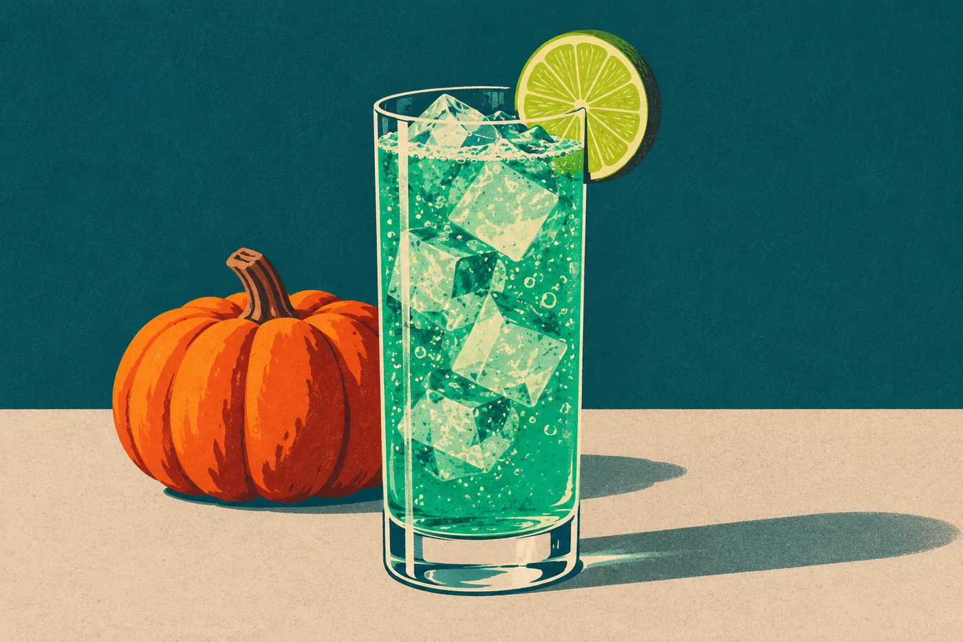 Giftgrüner Drink zu den Halloween-Snacks im Longdrinkglas Giftgrüner Drink zu den Halloween-Snacks im Longdrinkglas