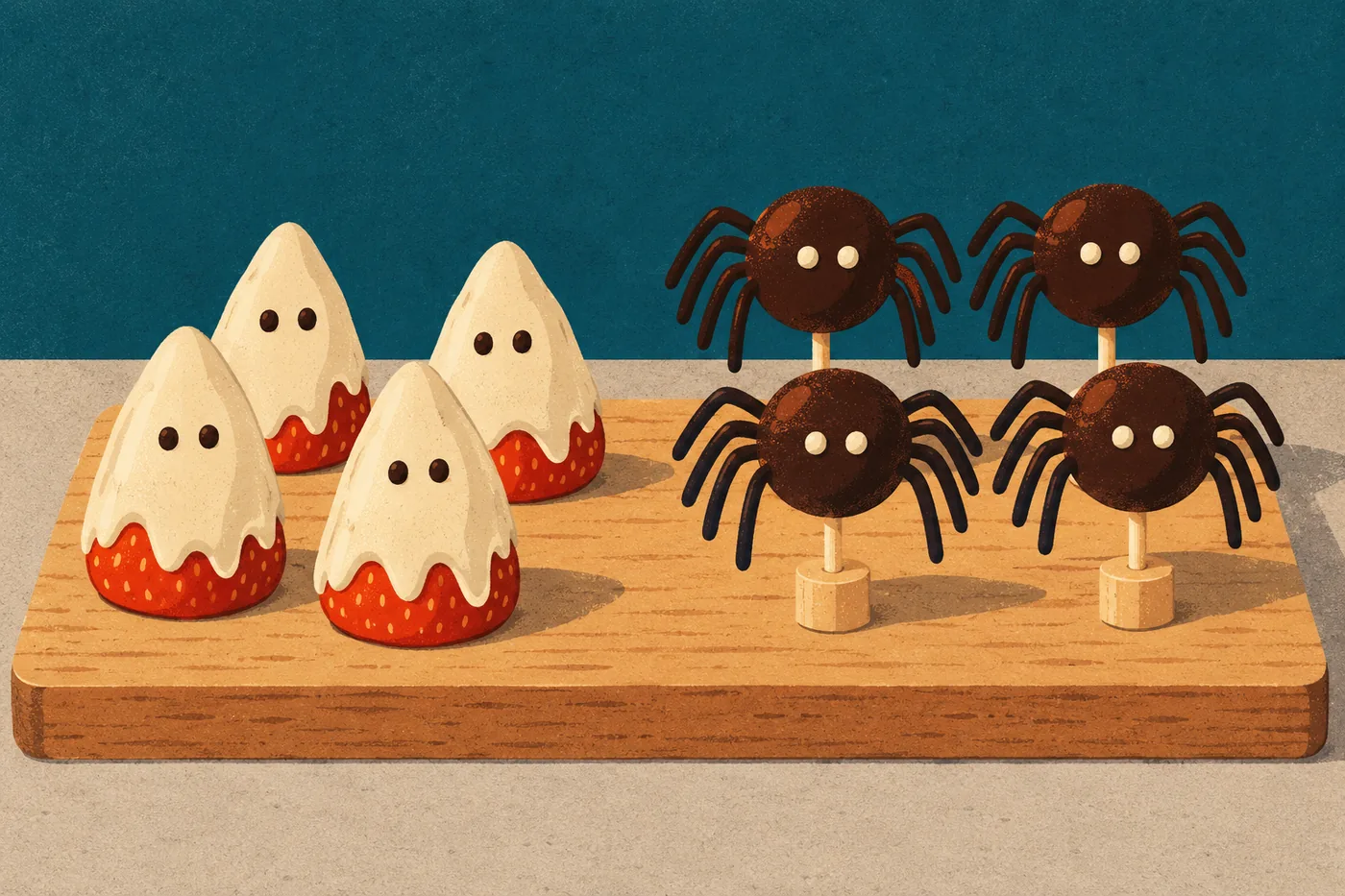 Halloween-Snacks süß: Erdbeer-Geister und Spinnen aus Cake Pops Halloween-Snacks süß: Erdbeer-Geister und Spinnen aus Cake Pops