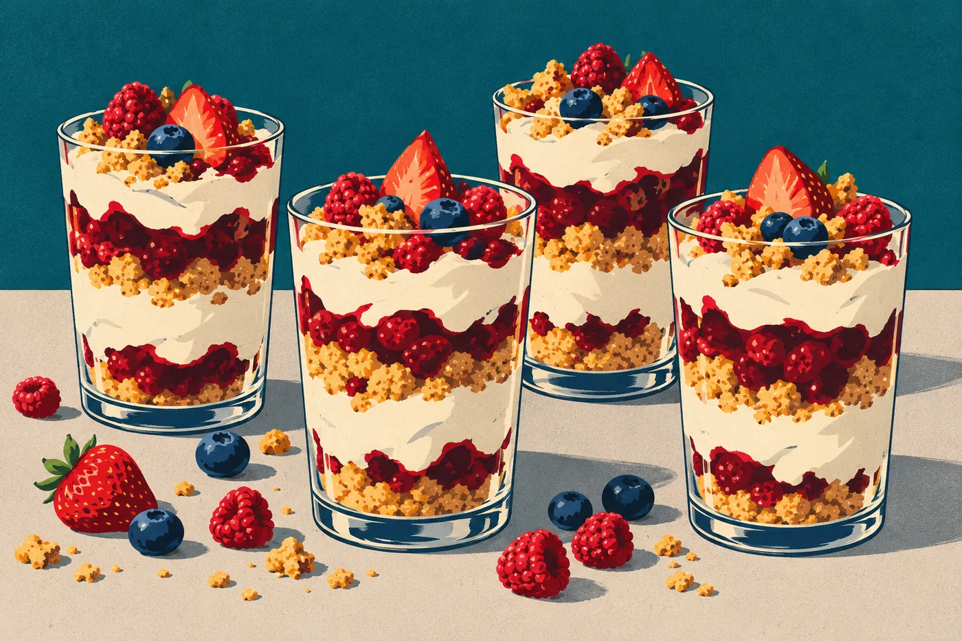 Beeren-Quark-Schichtdessert