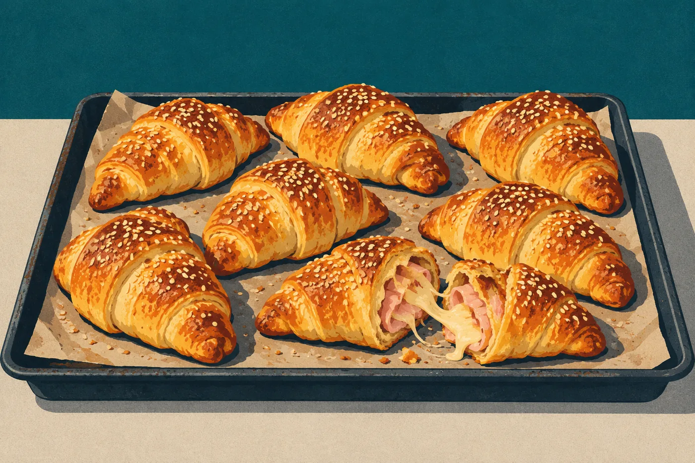 Käse-Schinken-Hörnchen