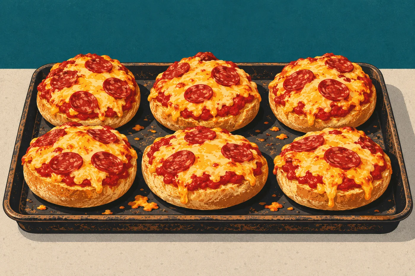 Überbackene Pizzabrötchen