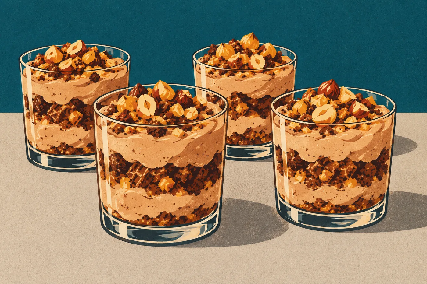 Rocher-Dessert im Glas