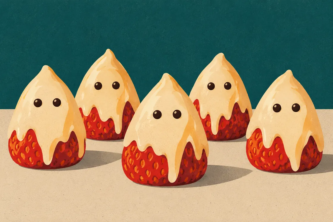 Halloween-Snacks: Erdbeer-Geister in weißer Schokolade