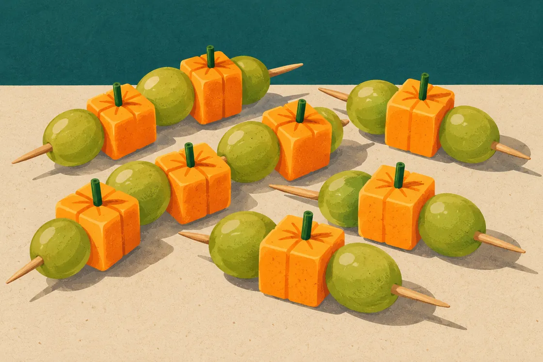Halloween-Snacks: Mini-Kürbisse aus Käse am Spieß Halloween-Snacks: Mini-Kürbisse aus Käse am Spieß